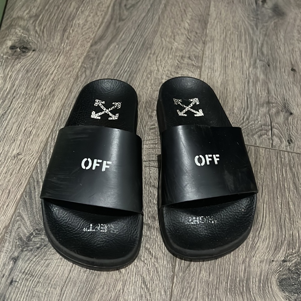 Off white pool slides